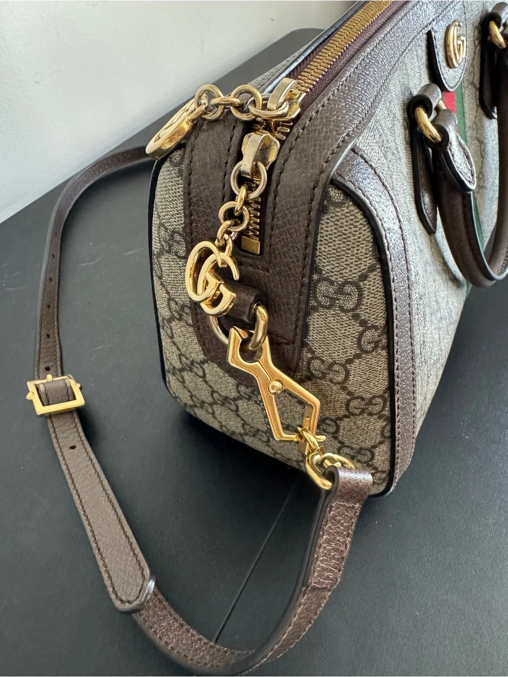 Gucci Ophidia GG Supreme Medium Top Handle Boston Bag